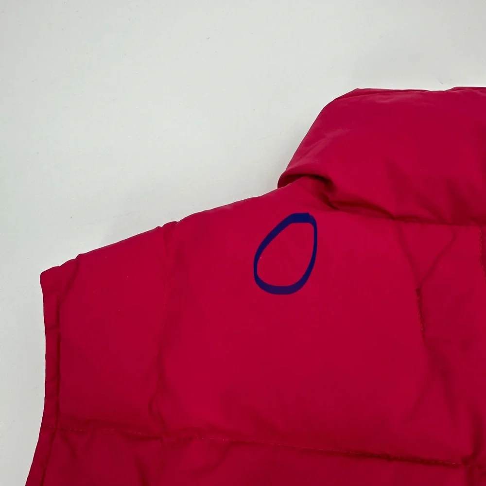 LANDS END Puffer Vest Womens XS Pink Goosedown Snap Front Nylon Gorpcore SPOTS